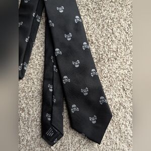 Black Skull Patterned Tie | Goth Alternative| Halloween